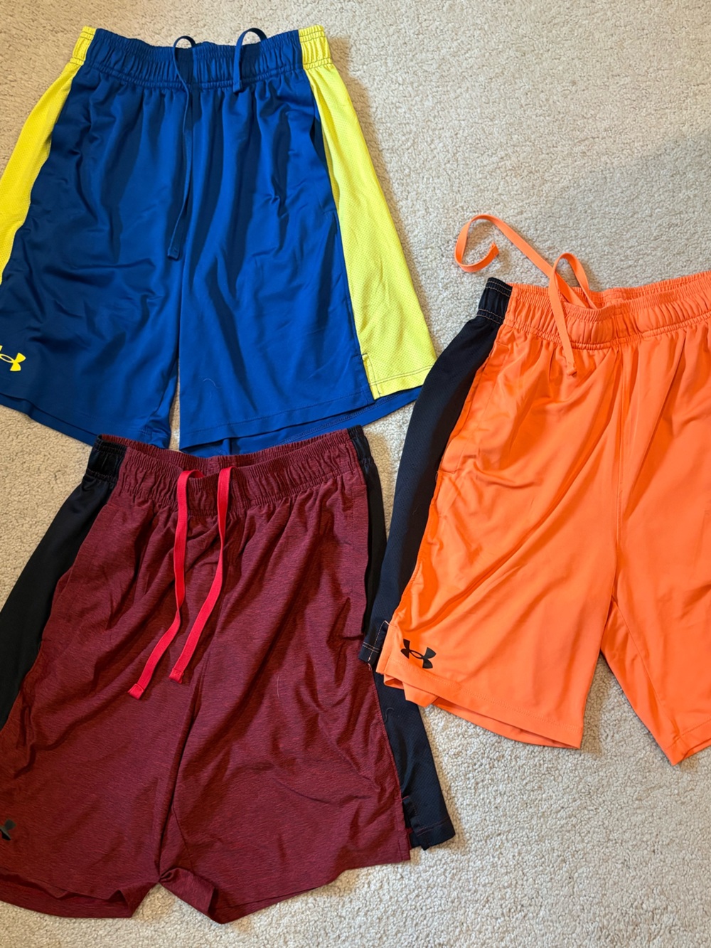 Under Armour Kids' Athletic Shorts in Orange, Maroon & Blue